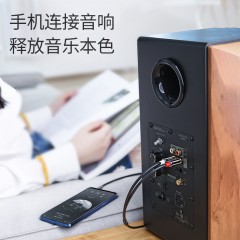 绿联  音频线一分二3.5mm转双莲花头rca插头手机台式机电脑接功放音箱通用低音炮线输出入转换线音响连接线1分2 AV116