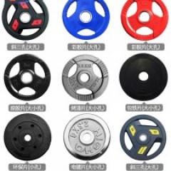 国产 杠铃片大孔小孔片清仓处理电镀手抓烤漆片包胶环保家用健身哑铃片