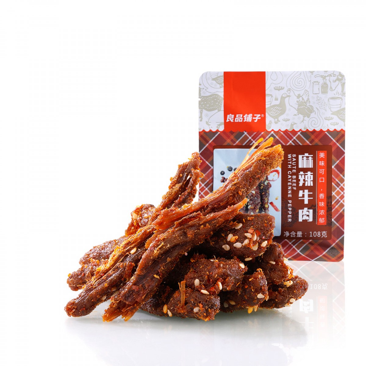 良品铺子 麻辣牛肉108g牛肉干四川特产麻辣味