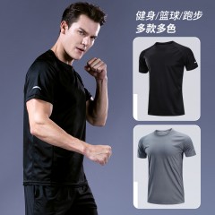 国产 运动t恤男短袖速干衣篮球训练服跑步长袖潮夏季健身服宽松上衣 XXL