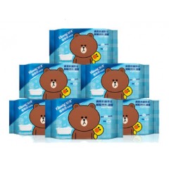 舒洁  布朗熊 LINE FRIENDS湿厕纸40片6包 液体厕纸 清爽卫生湿巾