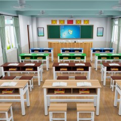 国产 课桌椅双层带抽屉双人书桌 120*40*74