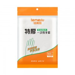 特美居（temeiju）一次性手套食品级100只特厚透明塑料加厚厨房洗碗餐饮 单位：包