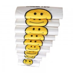 谋福 笑脸垃圾袋 透明背心袋 笑脸袋3丝 28*45【50个/捆】单位：捆