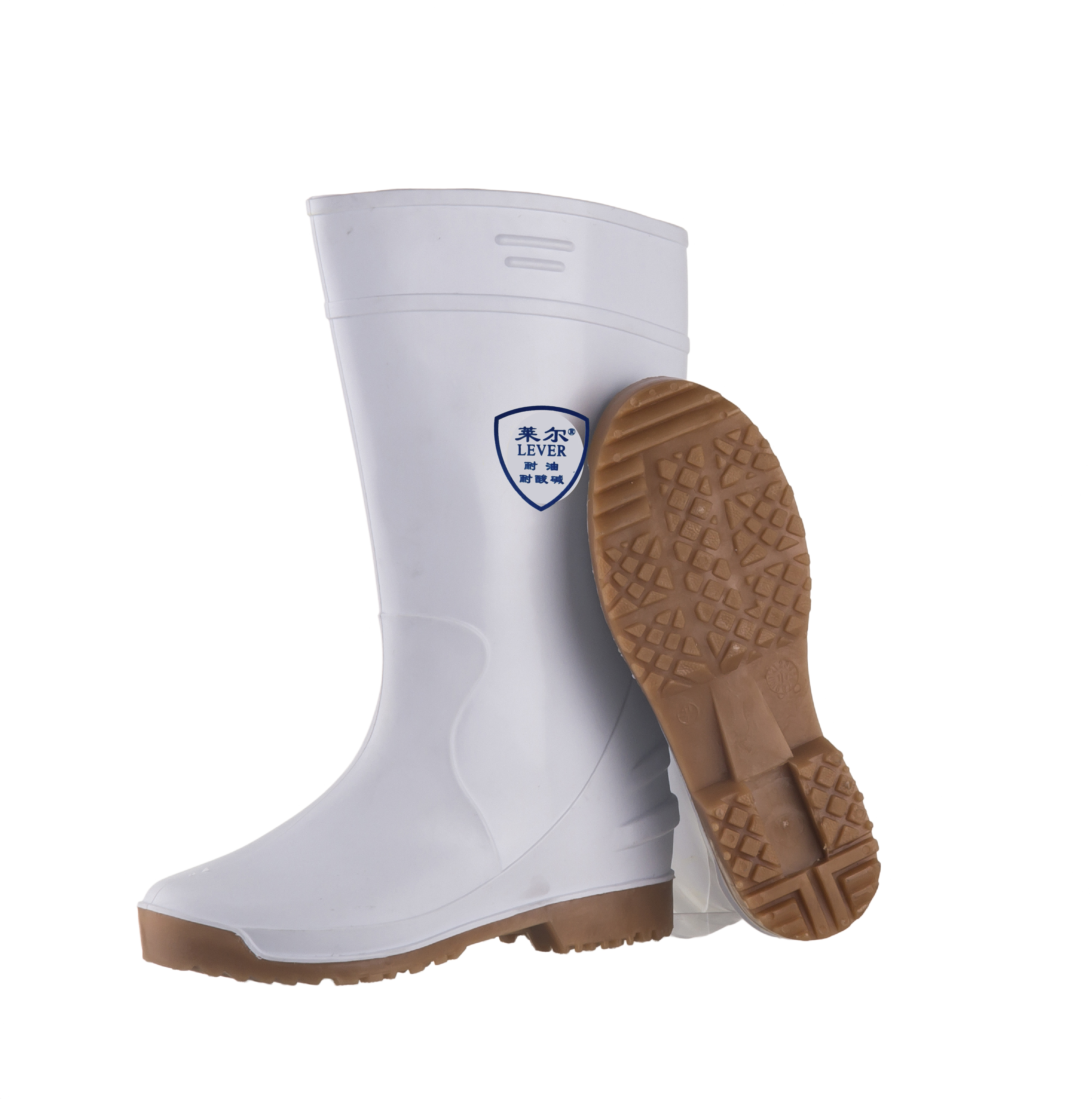 莱尔食品鞋劳保白色雨鞋高筒安全防滑耐油耐磨耐酸碱靴男防水靴子
